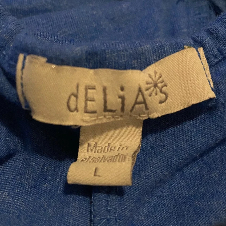 Camisa dELiA*s Mujer Grande L Azul Top Blusa Mezcla Algodón Espalda Abierta Foto 3 de 4