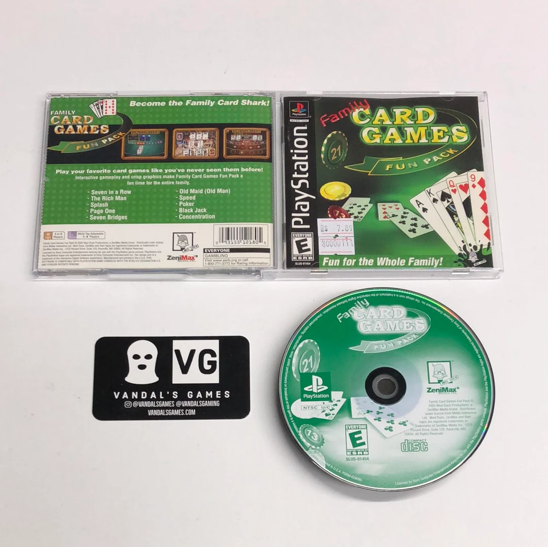 Ps1 Family Card Games Fun Pack New Case Sony PlayStation 1 Complete