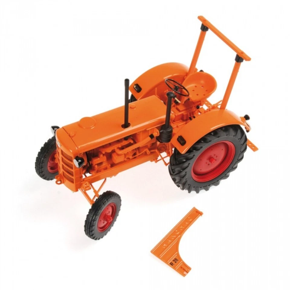 Minichamps 1/18 HANOMAG R28 FARM TRACTOR 1953 ORANGE TRATTORE - Immagine 2 di 4