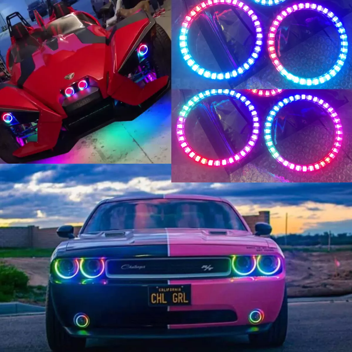 RGB Multi Color Changing Chasing Flow 120MM LED Halo Rings Lights