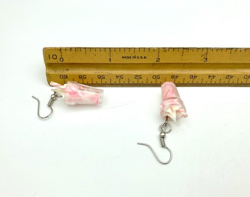 Pendientes batido súper lindos - Kawaii - comida divertida 3D rosa - Imagen 4 de 4
