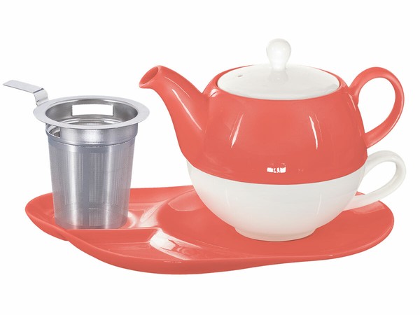 Buchensee Tea For One / Teeset Lena, Teekanne 500Ml Mit Sieb In Rot, Porzellan-image