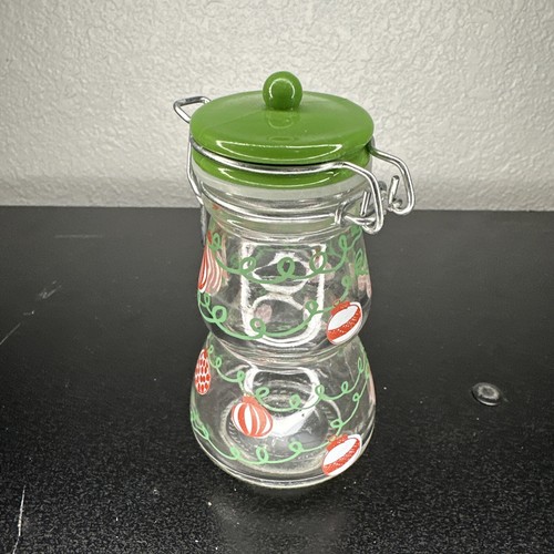 Vintage MSRF Glass Christmas Jam Jar Canister Wire Bale Hinged Lid Kitchen Candy - Picture 6 of 7