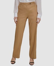 Calvin Klein Women's Brown Flat Front Linen Pants Dress Pants Sz 6