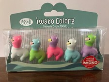 JAPANESE IWAKO COLORZ Erasers 5 PUZZLE ERASERS New in Package LLAMAS