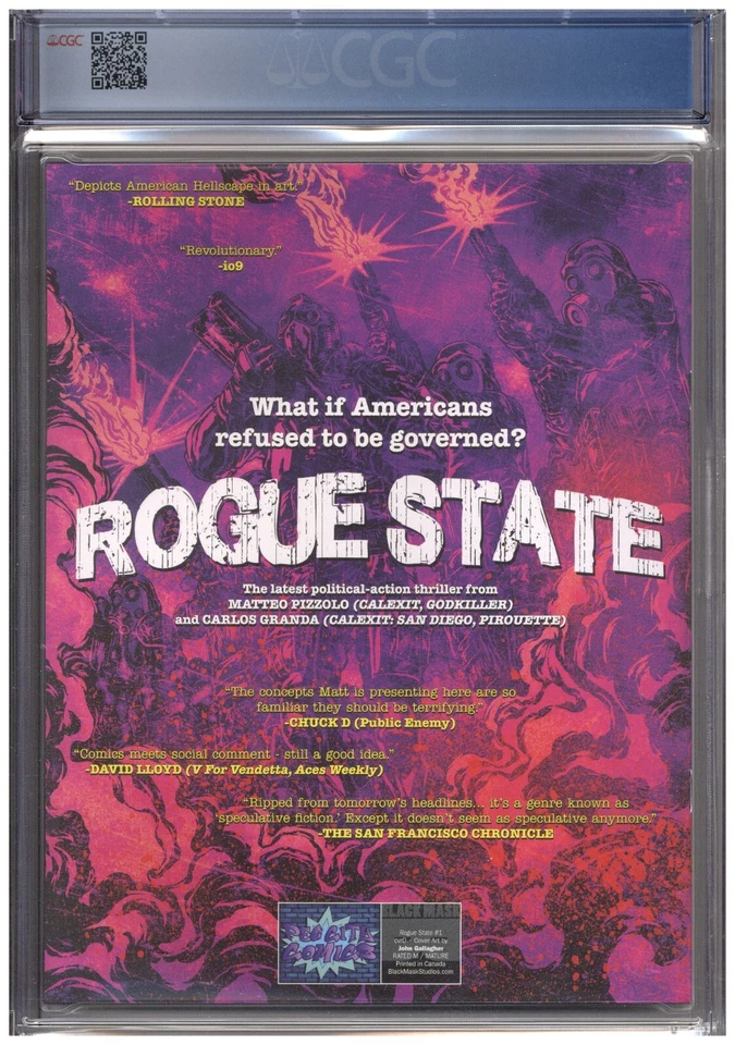 Rogue State 1 CGC 9.9 No 9.8 Variante Virgen O Máscara Negra Estudios John Gallagher Foto 2 de 2