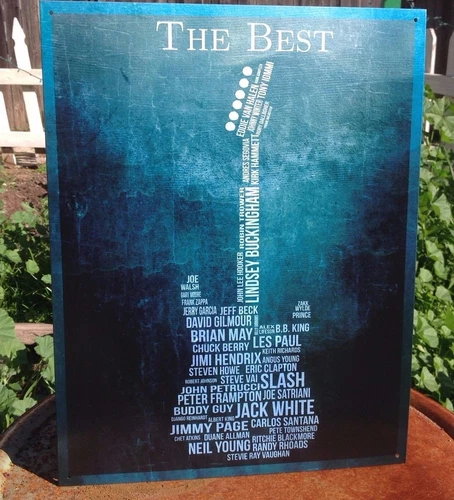 The Best Electric Guitarist Legends Tin Metal Sign Vintage Classic Word Cloud