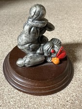 Vintage George Good Pewter Clown Balancing Ball On His Feet Wooden Base