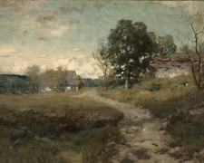 1800s Countryside Path Landscape Painting Giclee Print on Fine Art Paper