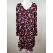 Madewell Womens Button Back Burgundy Floral Dress Antique Flora Sz XS Boho Fall