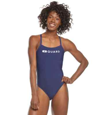 Speedo Lifeguard Flyback Blue One Piece Swimsuit L46723 Women's