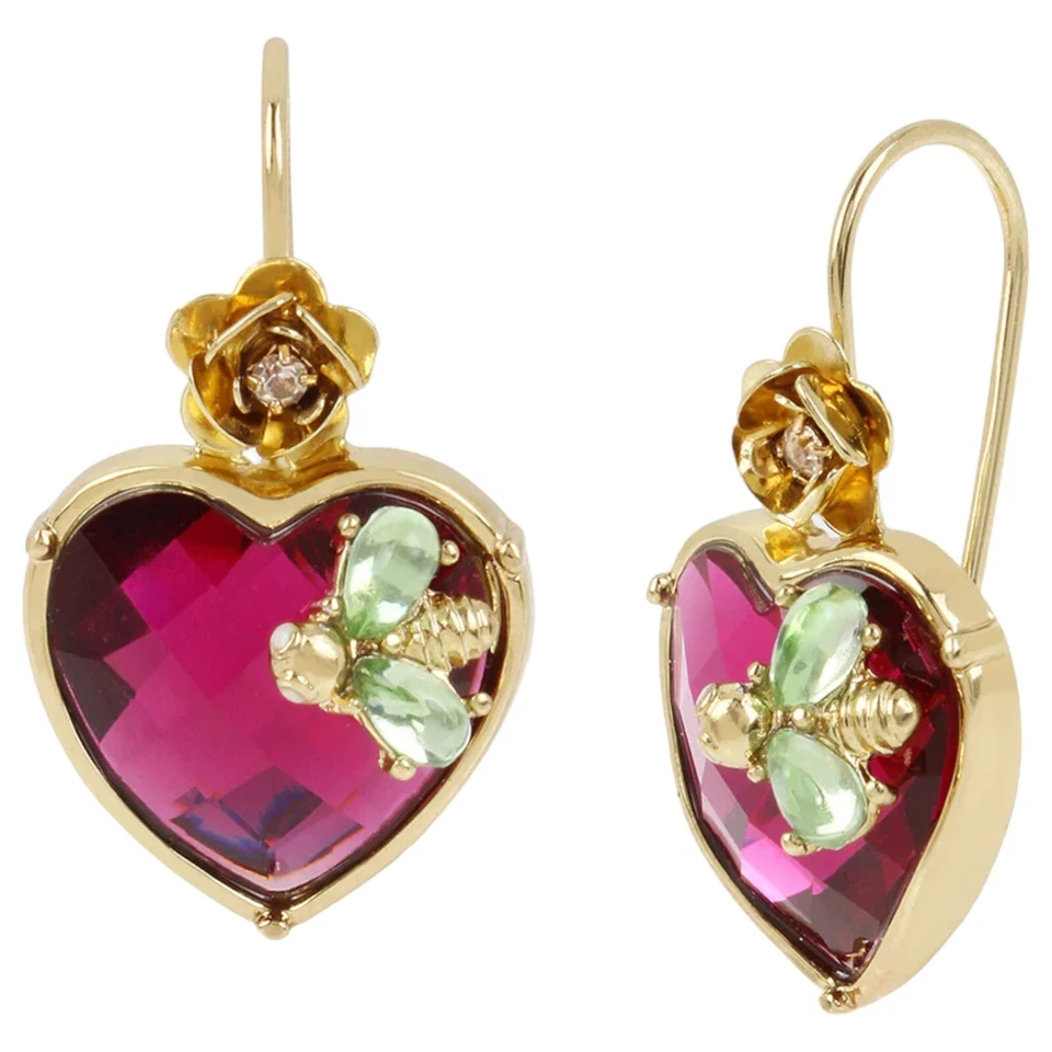 Conjunto de paquete de 9 piezas de pendientes Betsey Johnson - rosa colgante, gota de corazón, ramo de flores Foto 2 de 4