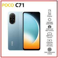 (New) Xiaomi POCO C71 3GB+64GB BLUE Dual SIM Unlocked Android Cell Phone