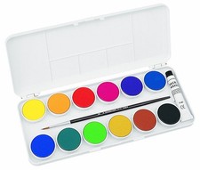 Grumbacher Transparent Watercolor Set, 12 Colors  Brush