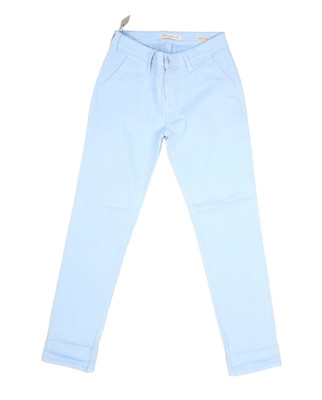 Mavi Selina Mid Rise Chino Denim Sky Blue Jeans Stretch Straight Leg Womens 27