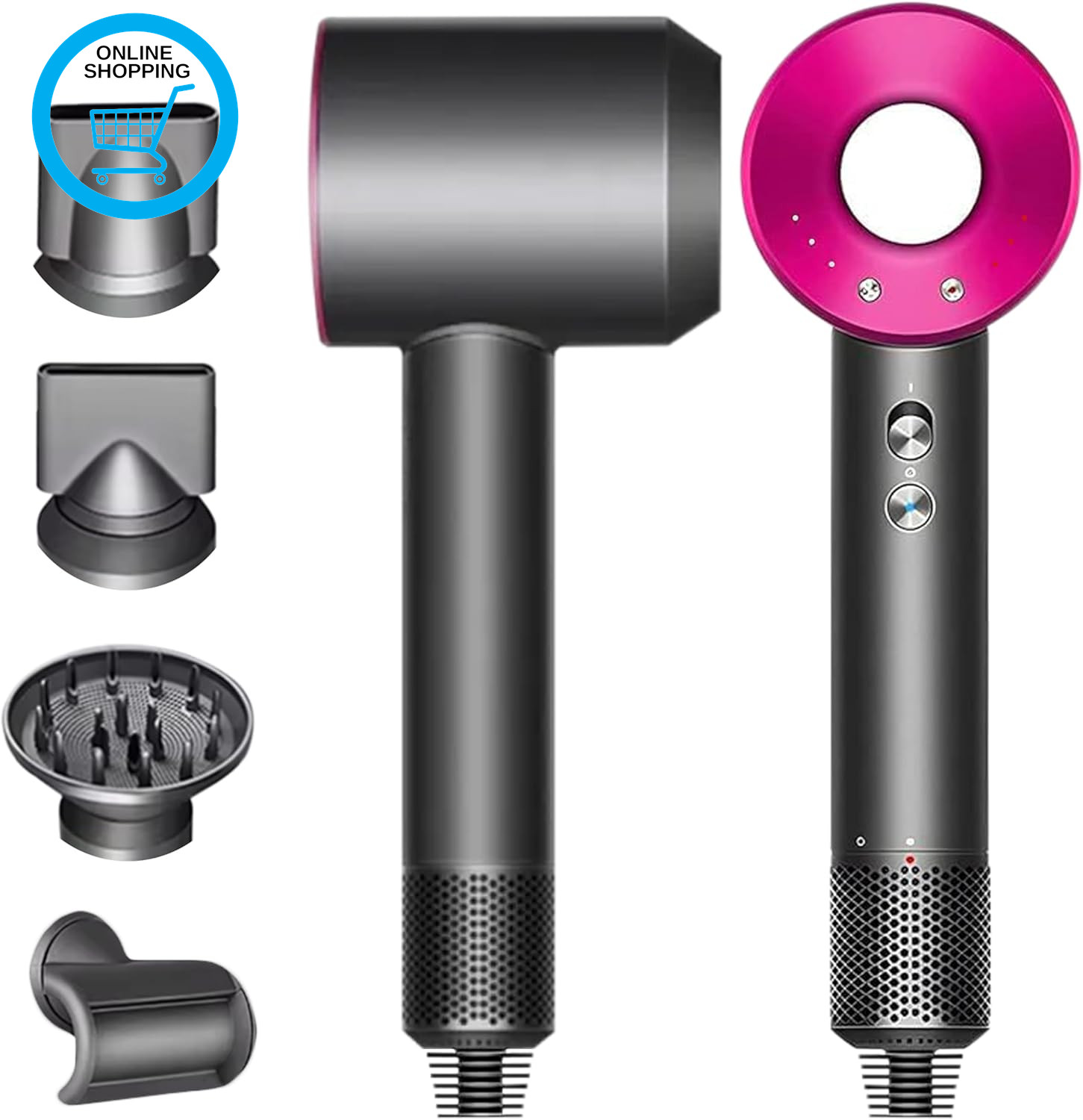 Ionic Hair Dryer with Diffuser for Curly Hair - Lightweight Travel Hairdryer for