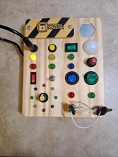 Montessori Toddler Busy Board Wooden Sensory Board LED Lights  Switches TESTED