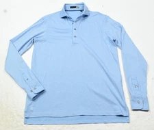 GREYSON Polo Shirt Mens Small Blue Long Sleeve Pullover Stretch Classic Fit Golf