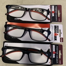 "3 PAIR" Ironman FOSTER GRANT IM2000 3.25 Black  Red Reading Glasses READERS