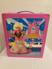 Vintage Mattel Barbie Pink Carrying Case Vinyl 1989 Doll Fashion Wardrobe Trunk
