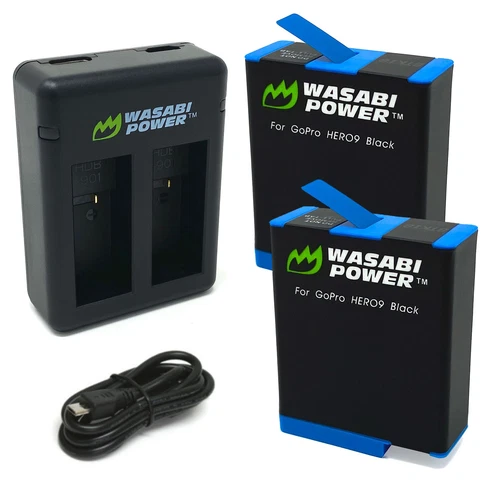 Wasabi Power Battery (2-Pack) and Dual Charger for GoPro HERO11, HERO10, HERO9