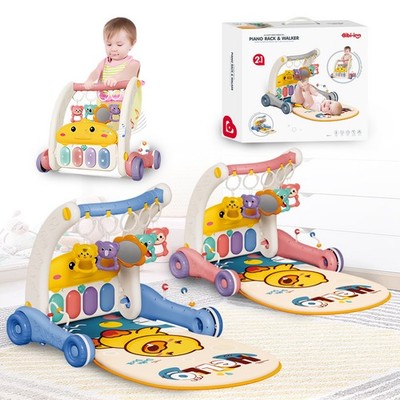 2-in-1 Baby Gym Game Mat with Walking Pedal Piano Music Fitness Activity Mat