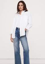 New 70 BANANA REPUBLIC The Everyday Shirt White   cotton Womens Large Button BC