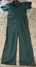 Vintage 60s Big Mac JC Penney Green Herringbone Twill Jumpsuit 38Long 35  W 31  L