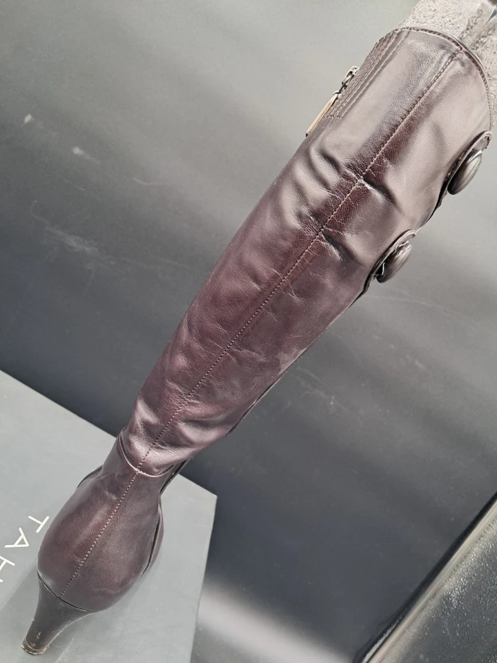 TAHARI Ta-Minna Mujer 6 Botas Hasta la Rodilla Cremallera Nuevo Espresso 2" Tacón Gatito Hermosas Foto 4 de 4