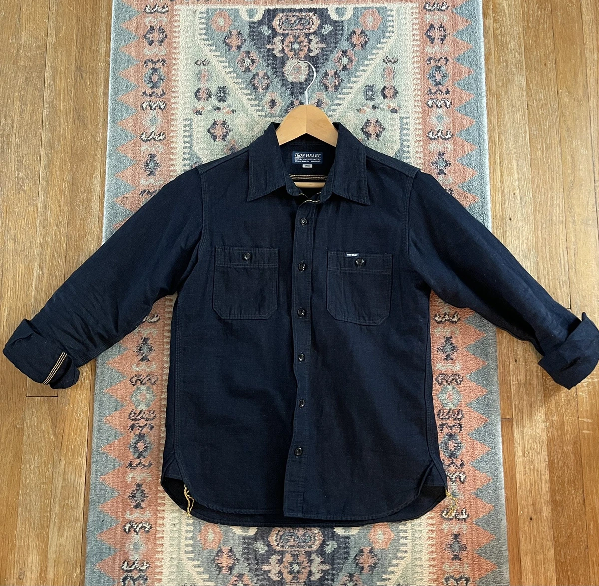 Iron Heart Long Sleeve Button-Up Casual Button-Down Shirts for Men