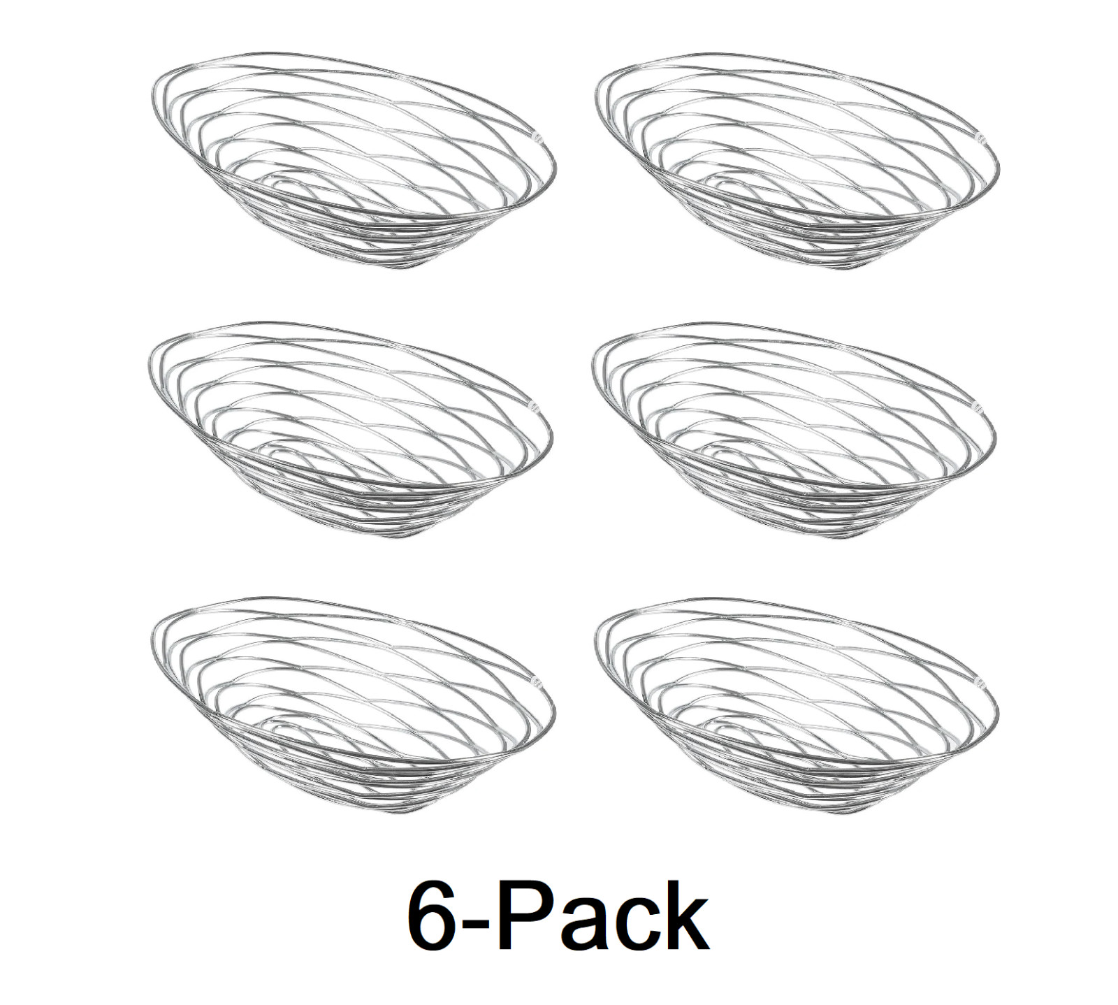 6-Pack American Metalcraft FRUC16 Baskets, 8.5" L x 5.75" W Silver NEW (17C)