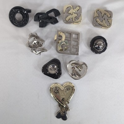 Hanayama Puzzle 10 Lot Cast Metal Brain Teaser All Various Levels Duplicate SEE