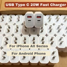 QC PD 20W Fast Charger USB-C Power Adapter Lot For iPhone 17 16 15 14 13 Samsung