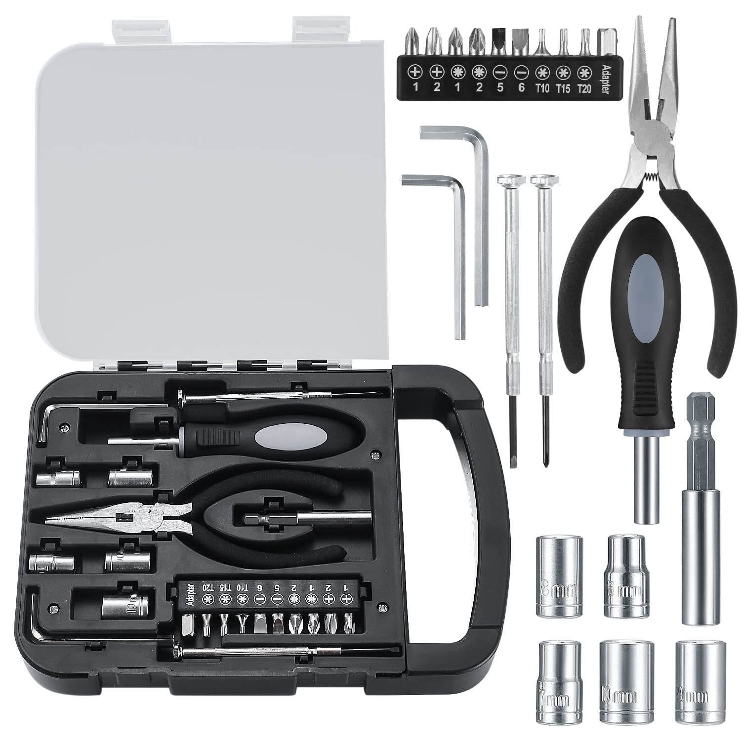 22 Pezzi Kit Cassetta Attrezzi Fai da te Set Utensili Manuali Cacciavite