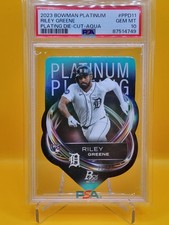2023 Bowman Platinum Riley Greene (RC) #PPD11 Plating Die-Cut-Aqua /25 PSA 10