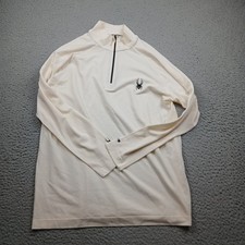 Spyder Shirt Mens Medium Beige 1/4 Zip Long Sleeve Pullover Outdoor Hiking