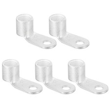 0 AWG - 3/16" Copper Wire Lugs, 90 Degree Bent Battery Lugs Silver, 5Pcs