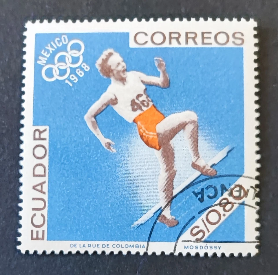 TIMBRE EQUATEUR CELLO ECUADOR 1968 JO JEUX OLYMPIQUES MEXICO DE LA RUE DE COLOMB - Photo 1/1