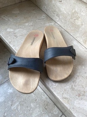 Berkemann Original Holzklepper, Gr.8 (42) m. Lederriemen blau, gebraucht