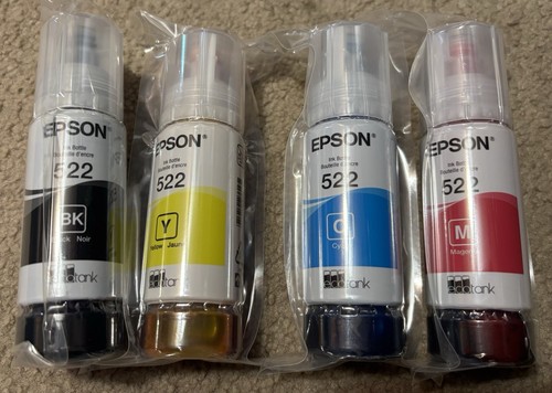 Epson 522 Ink Combo Pack Genuine for ECO-TANK Printers New Sealed (4 Bottles)