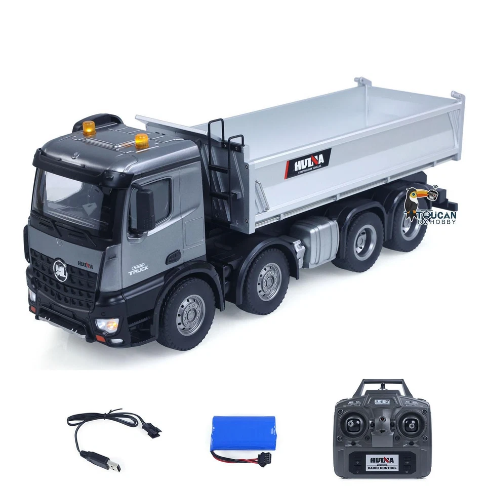 HUINA 1/14 RC Dumper Truck 12CH RTR Tipper Toy RTR Light Sound Effect Battery - Image 4 of 4