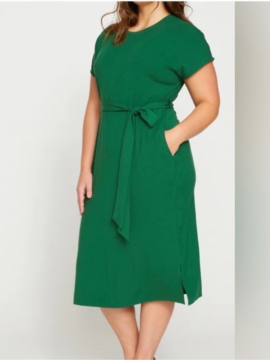 NWT Universal Standard Belted Divine Jersey Dress Midi Length In Green Size  XS | eBay