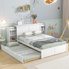Vinsetto Full Size Storage Platform Bed with Pull Out Shelves