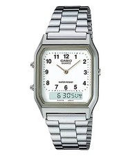Casio Watch Vintage Retro Dual Time Silver AQ-230A-7BMQ