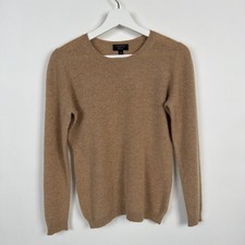 Charter Club Cashmere Crewneck Sweater Small Tan Camel Classic Pullover Flaw