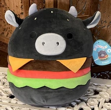 Squishmallows Angus the Black Cow Burger 12 inch NEW Release First 2 Market 2025