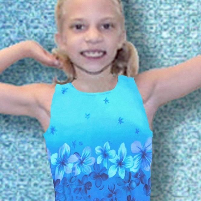 как выглядит Gymnastics Leotard Girls sz CS Child 6 Floral Design in Shades of Blue NEW ca фото
