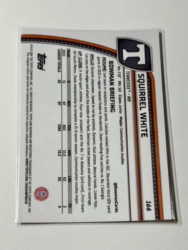 2024 Bowman University Chrome #166 Squirrel White Tennessee Volunteers - Bild 2 von 2