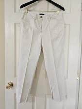 Lands End Women s Beige Cotton Blend Mid Rise Straight Leg Ankle Pants Sz. 6