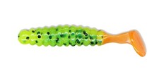 Charlie Brewer's 3" Bass Slider Grub CBSBGF15  Chartreuse Black Flake Oran, 30ct